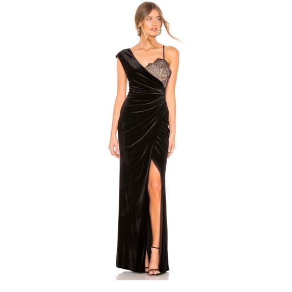 BCBGMaxazria Assymetric Velvet Gown dress long maxi prom dress wedding guest - Picture 1 of 5